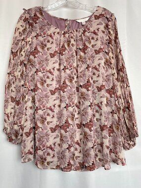 Office Casual Romantic LC Lauren Conrad Blouse Mauve Floral Cottagecore Top XXL